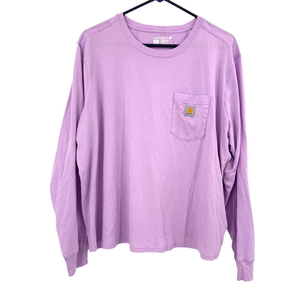 Carhartt Size XL Loose Fit Long Sleeve Shirt Top Pocket Tee Slight Crop Purple